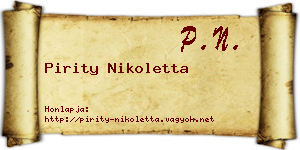 Pirity Nikoletta névjegykártya